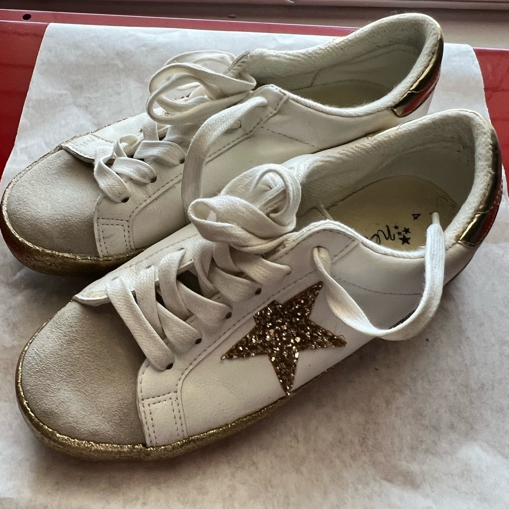 Next White and Gold Star Sneakers